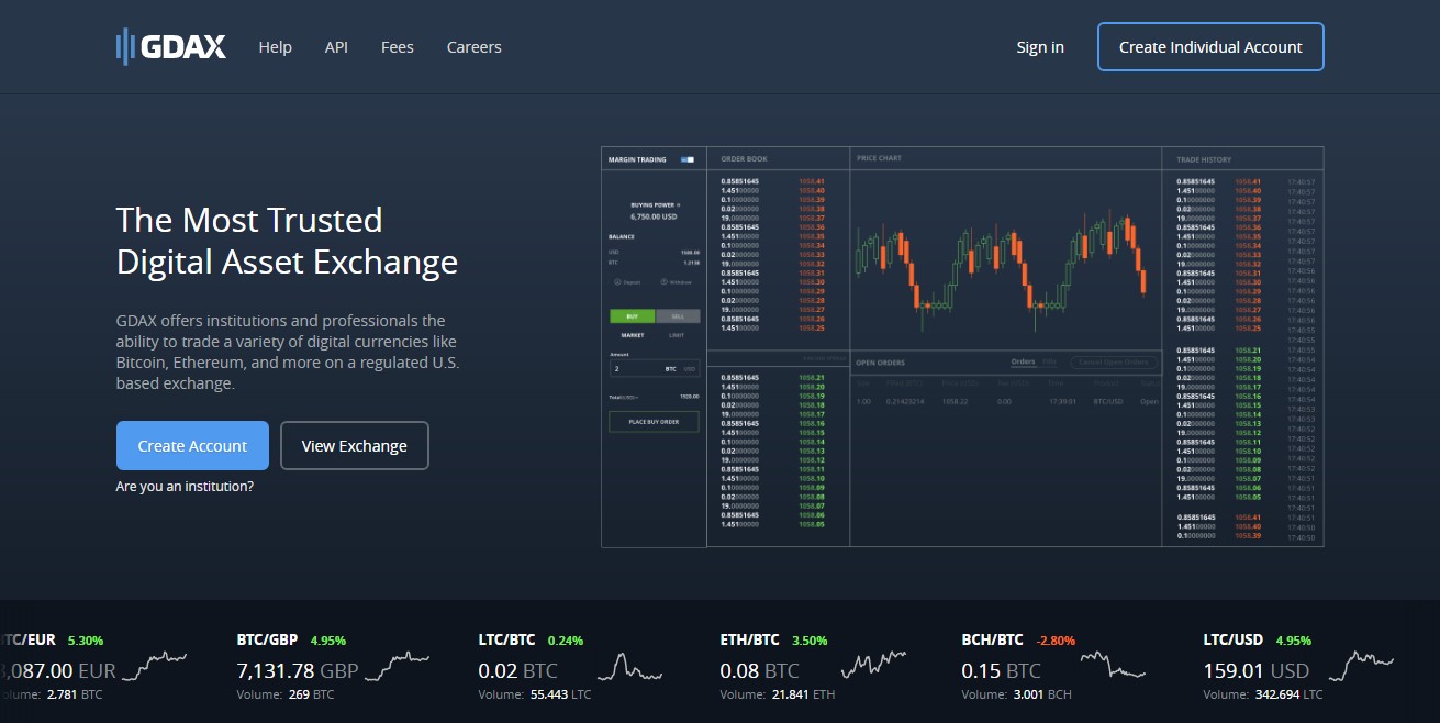 GDAX Crypto Exchange